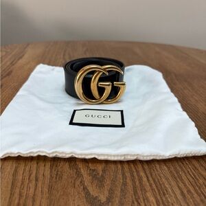 Gucci Women's Belt with Gold GG Buckle
